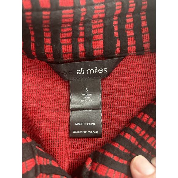 Ali Miles Striped Button Closure Blouse Womens Size Small Red Black Boho Career - Picture 6 of 11